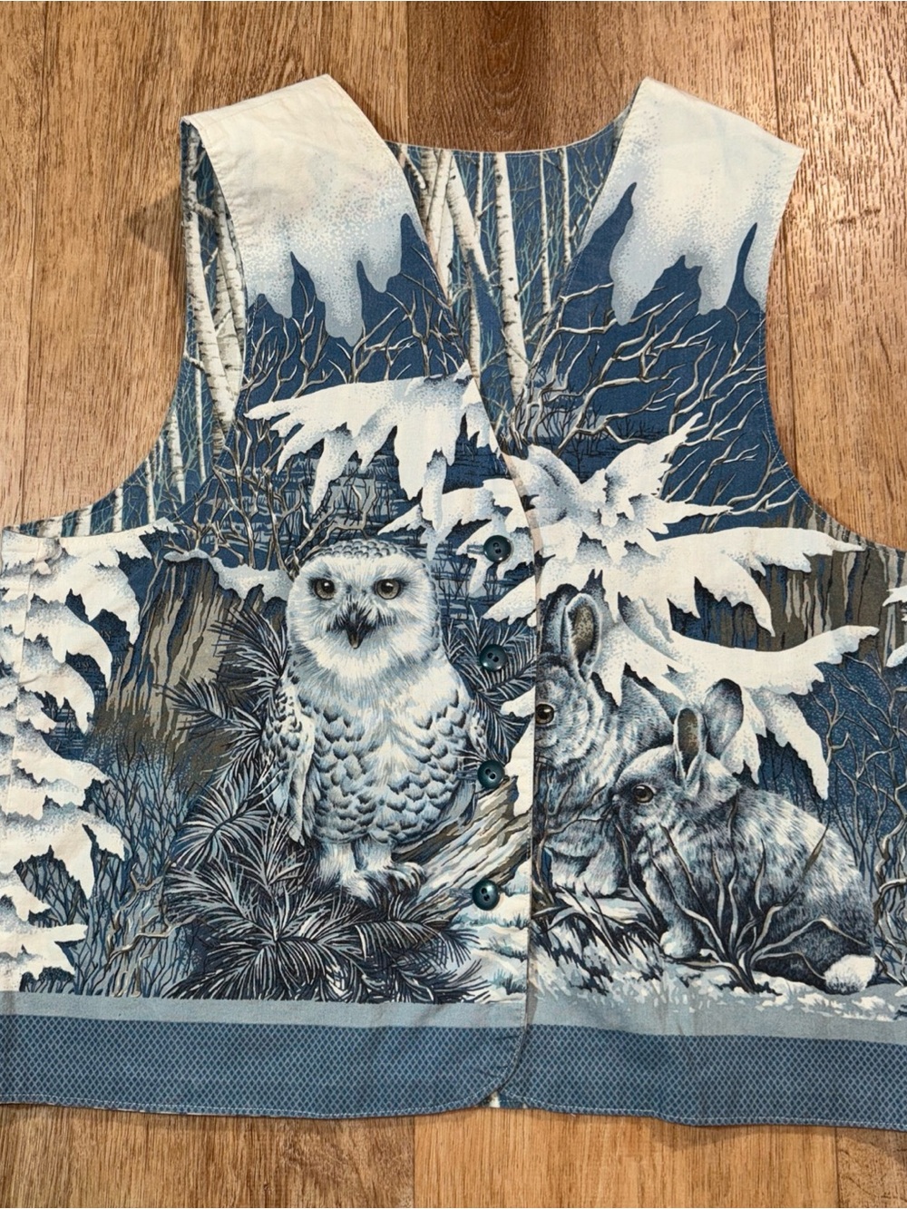 Detail Vest Snow Animals Native American Vest Preppy Core Western Reversible Med